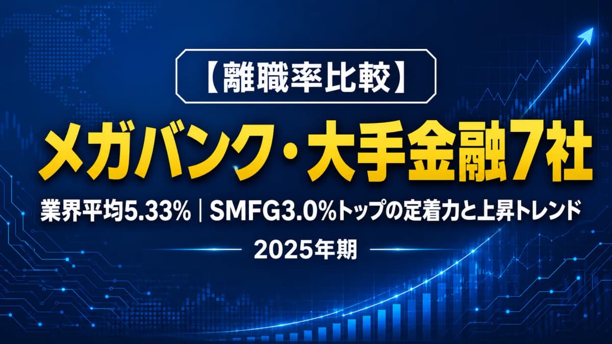 【離職率比較】メガバンク・大手金融7社ランキング2025|業界平均5.3%、SMFG3.0%トップの定着力と上昇トレンドを解説